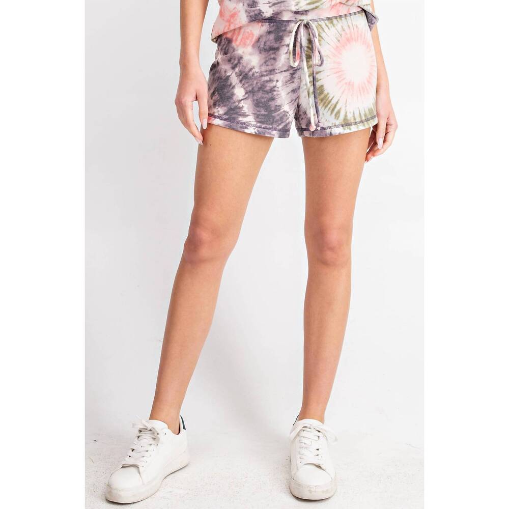 NEW 143 STORY don't worry be happy shorts in tie-dye multi